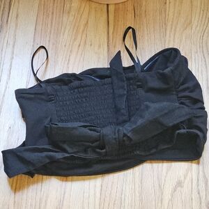 Black Strapless Top with Bow Detail